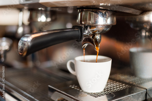 black coffee morning on coffee maker