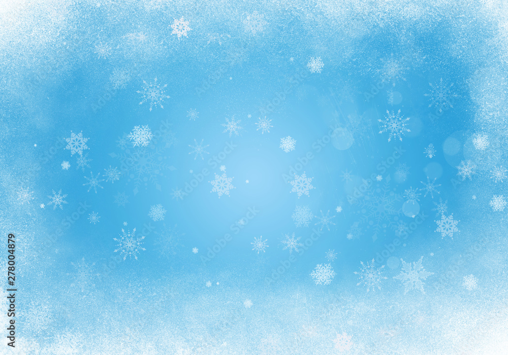 Abstract Blue Winter Background with Ice and Snow