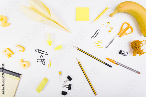 School stationery in yellow and black colours