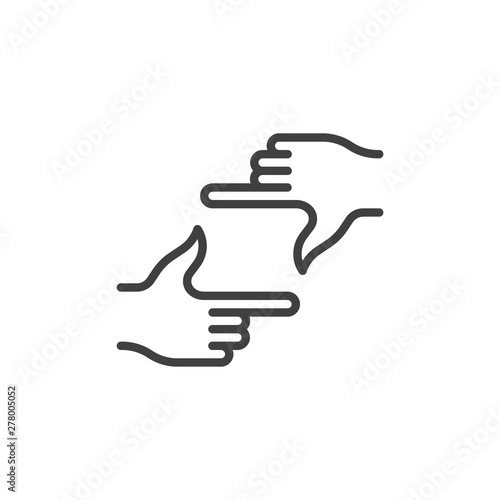 Framing hands line icon. linear style sign for mobile concept and web design. Hands Frame Cropping Gesture outline vector icon. Symbol, logo illustration. Vector graphics