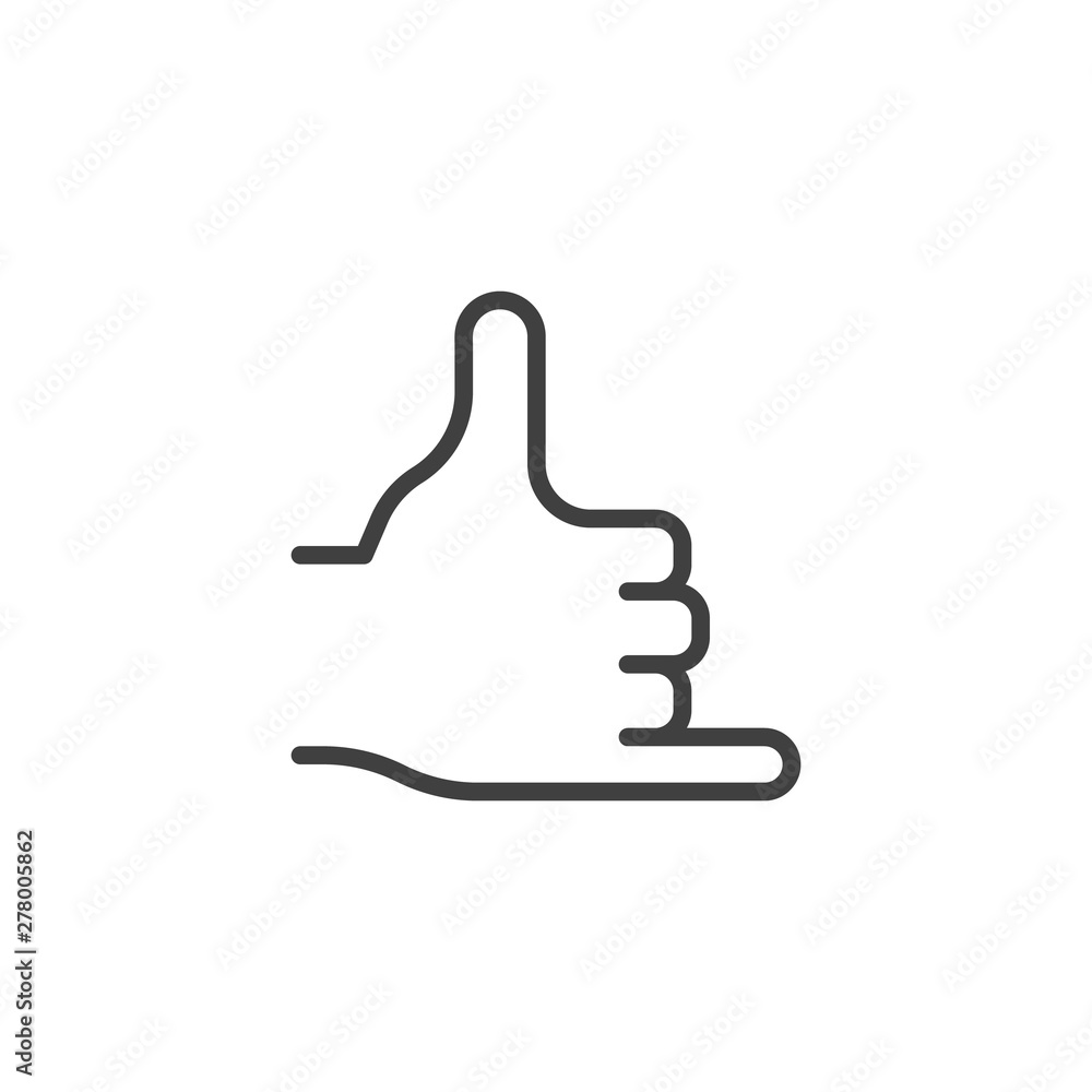 Hand call gesture line icon. linear style sign for mobile concept and web design. Call me hand gesture outline vector icon. Symbol, logo illustration. Vector graphics Hand call gesture line icon. linear style sign for mobile concept and web design. Call me hand gesture outline vector icon. Symbol, logo illustration. Vector graphics