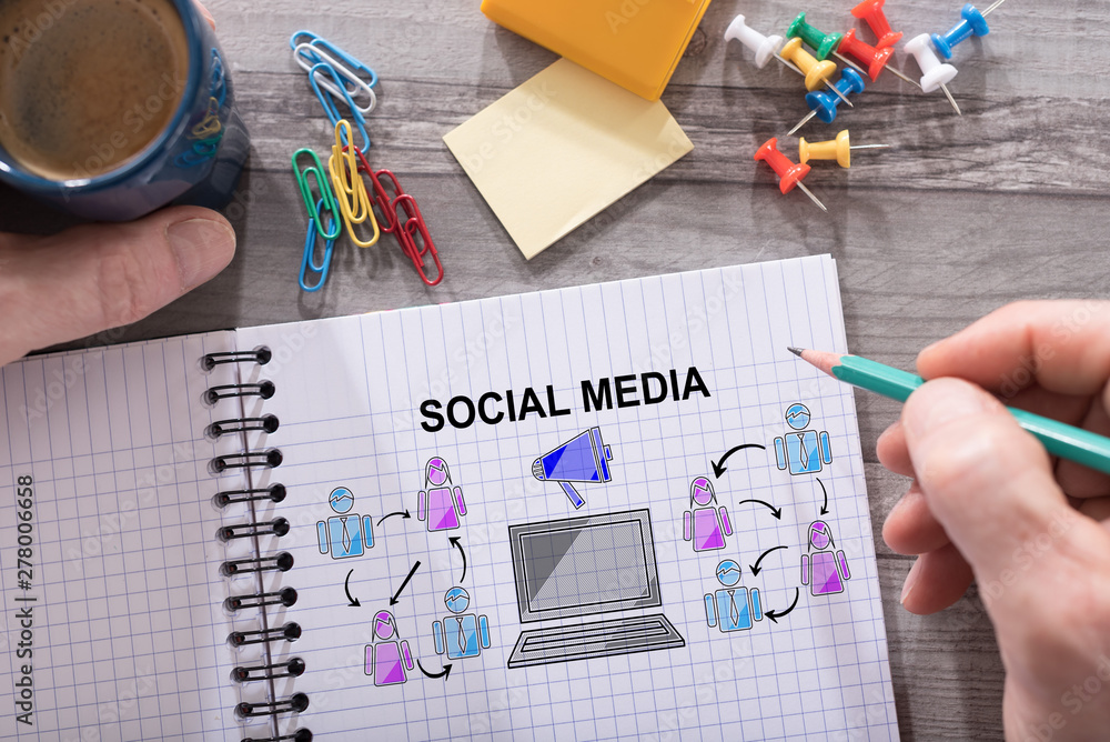 Social media concept on a notepad Social media concept on a notepad