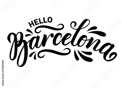 Barcelona. Spain. Hand drawn lettering. Vector illustration
