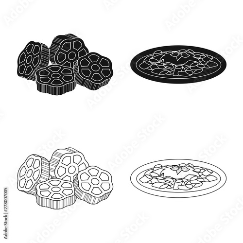 Isolated object of pasta and carbohydrate icon. Collection of pasta and macaroni stock symbol for web.