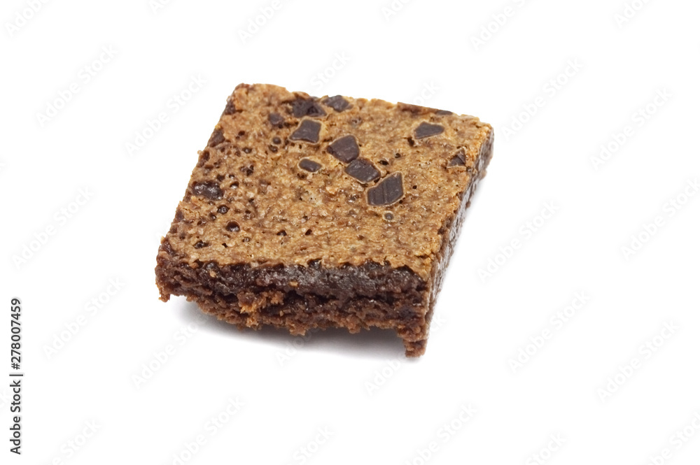 Single brownie isolated on white background. Single brownie isolated on white background.