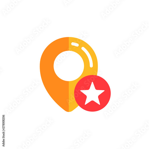 pin location with star icon vector design. pin map sign symbol design