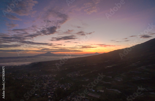 aerial view sunrise gunung sumbing temangung volcano java island indonesia © brthd