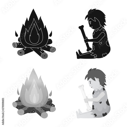 Vector illustration of evolution and neolithic sign. Collection of evolution and primeval vector icon for stock.