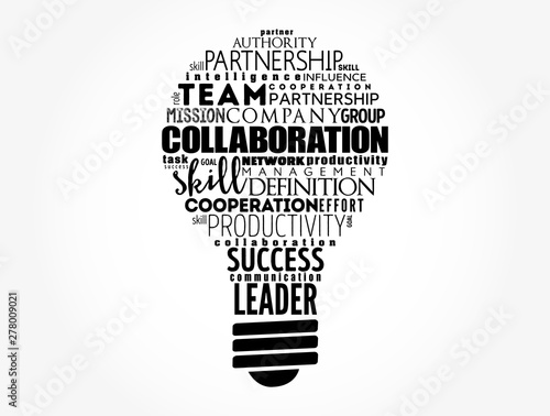 COLLABORATION light bulb word cloud collage, business concept background