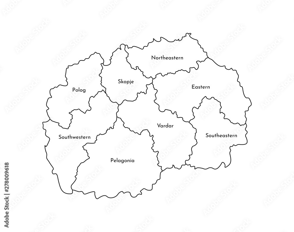 Vector isolated illustration of simplified administrative map of North ...