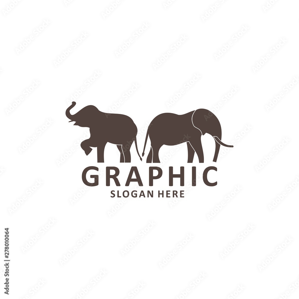 Elephant outline logo, simple vector illustration of the elephant