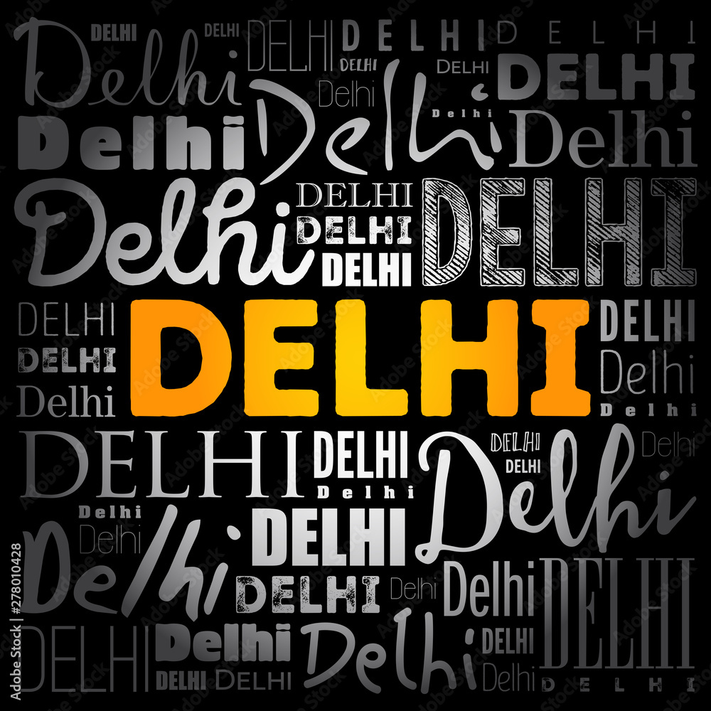 Fototapeta premium Delhi wallpaper word cloud, travel concept background