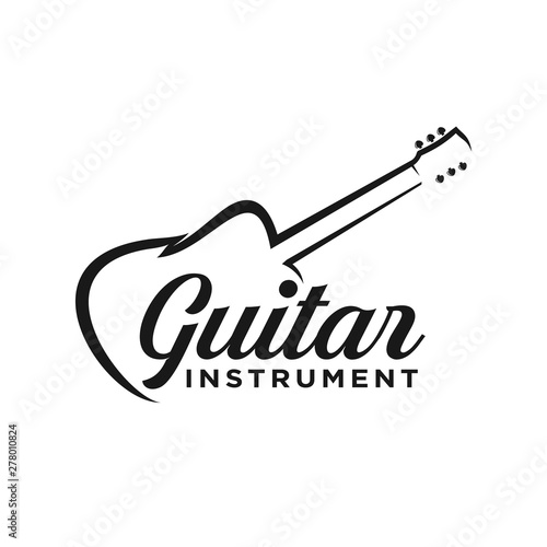 Guitar instrument simple logo design inspiration