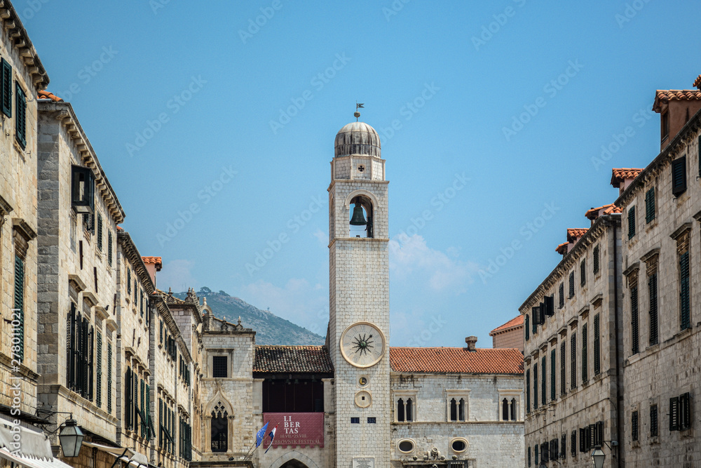 Clock tower in Dubrovnik, Croatia