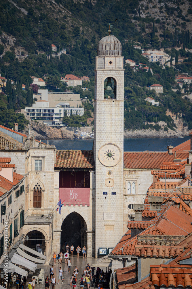 Clock tower in Dubrovnik, Croatia
