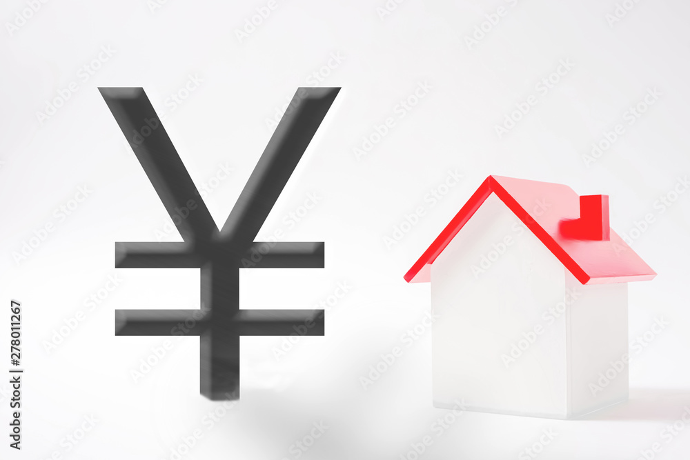 Fototapeta premium Miniature house and Japanese yen. Images of income, assets, debt, purchases etc. ミニチュアハウスと日本円 収入、資産、借金、購入などのイメージ
