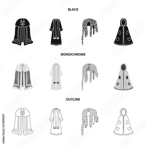Vector illustration of material and clothing symbol. Set of material and garment stock vector illustration.