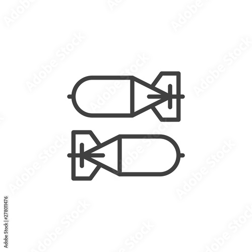 Nuclear bomb line icon. linear style sign for mobile concept and web design. Atomic air bomb outline vector icon. War War symbol, logo illustration. Vector graphics