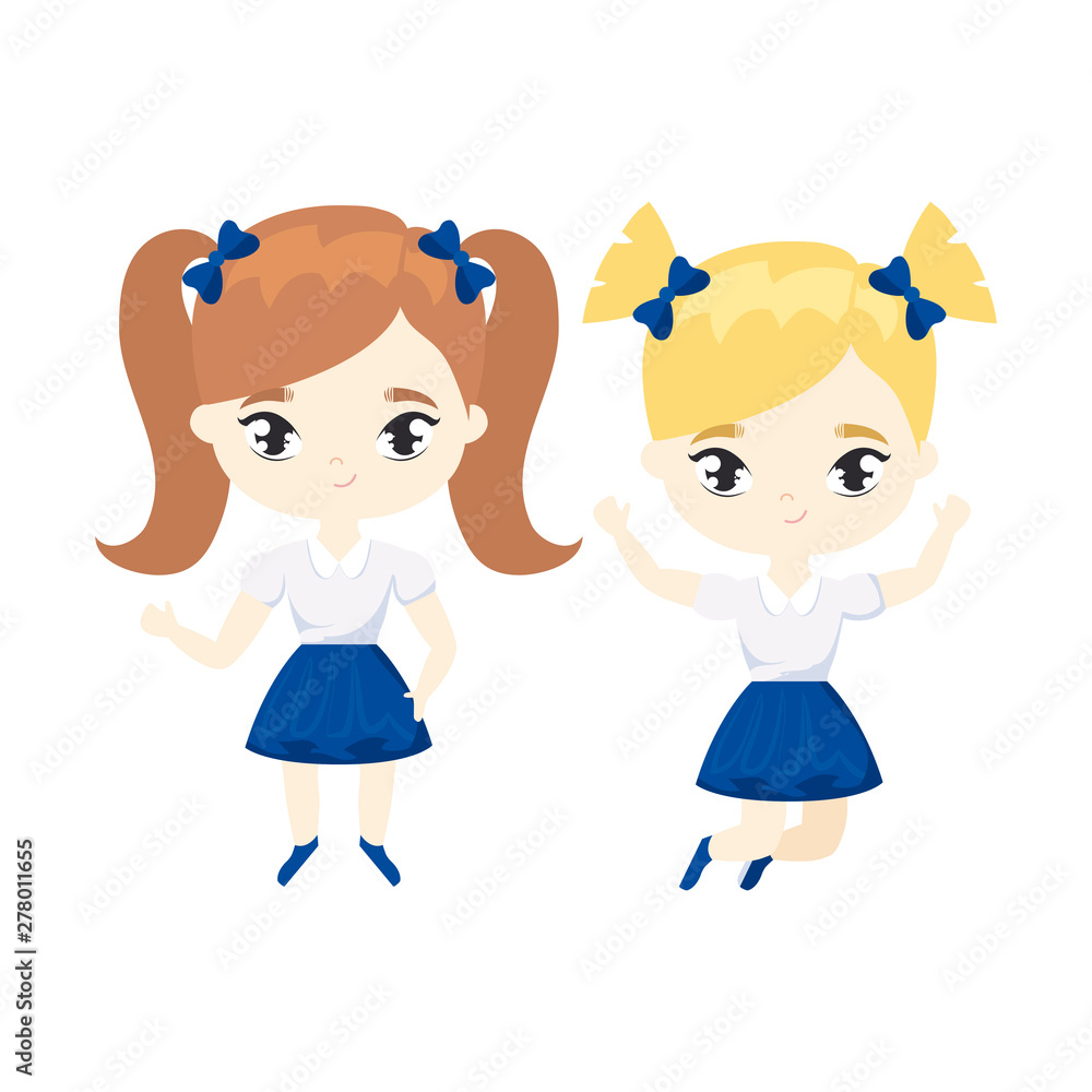 cute little student girls avatar character cute little student girls avatar character