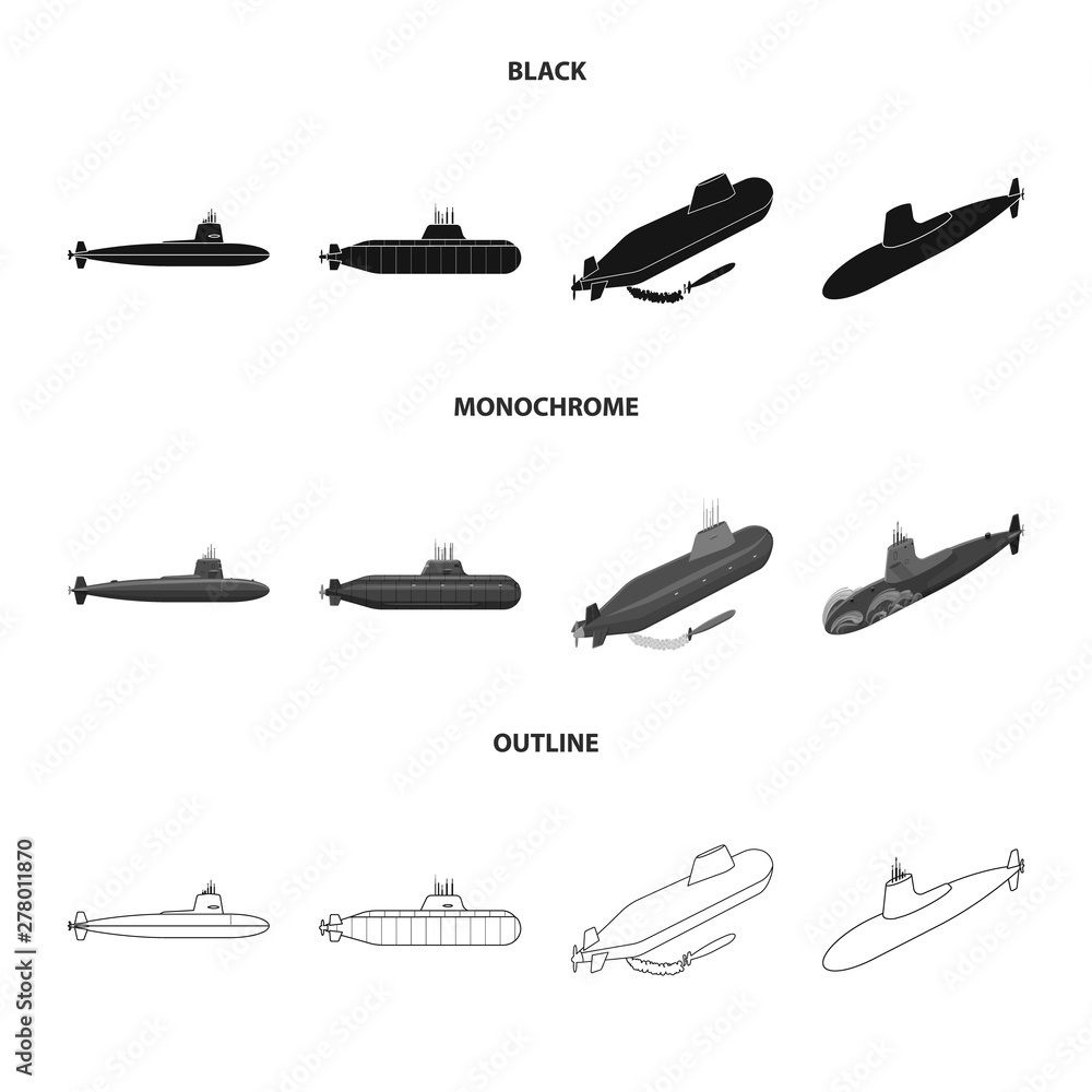 Fototapeta premium Vector design of war and ship sign. Collection of war and fleet vector icon for stock.