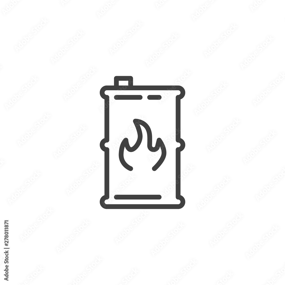 Fuel barrel line icon. linear style sign for mobile concept and web design. Kerosene barrel outline vector icon. Symbol, logo illustration. Vector graphics Fuel barrel line icon. linear style sign for mobile concept and web design. Kerosene barrel outline vector icon. Symbol, logo illustration. Vector graphics