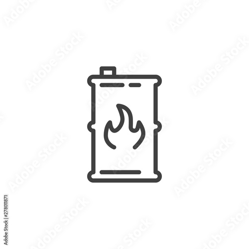Fuel barrel line icon. linear style sign for mobile concept and web design. Kerosene barrel outline vector icon. Symbol, logo illustration. Vector graphics