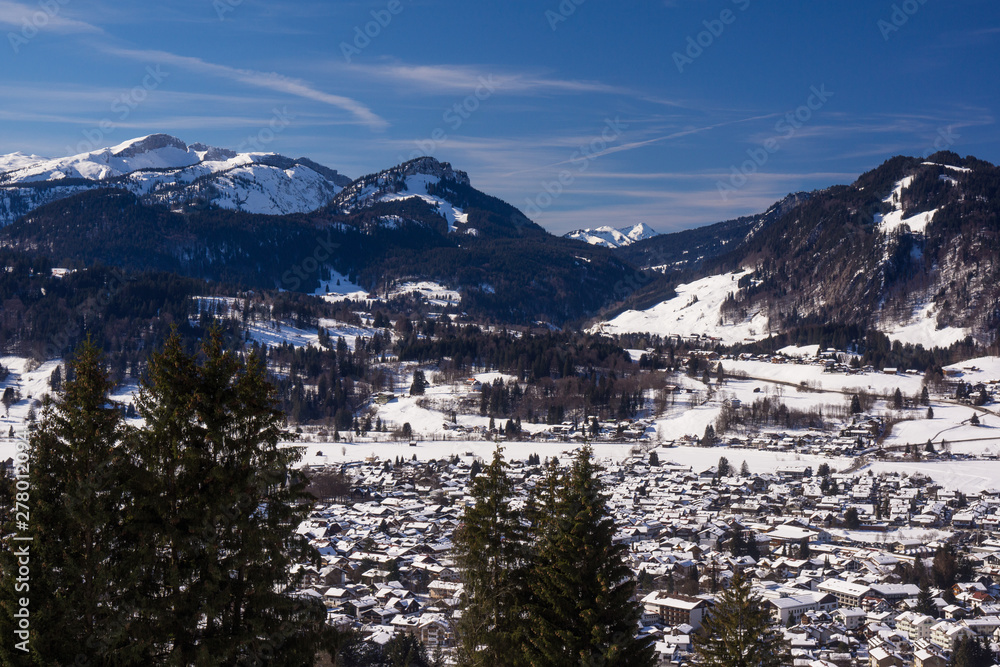 german alps mountain top in winter oberstdorf