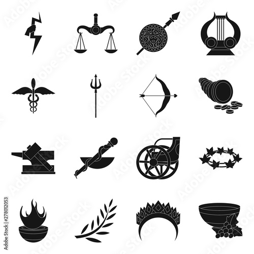 Isolated object of religion and myths sign. Set of religion and greek stock vector illustration.