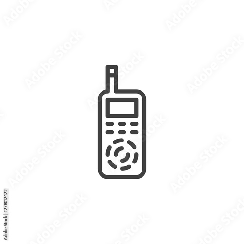 Portable radio transmitter line icon. linear style sign for mobile concept and web design. Walkie talkie outline vector icon. Symbol, logo illustration. Vector graphics