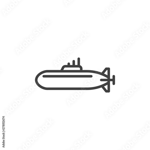 Military submarine line icon. linear style sign for mobile concept and web design. Submarine outline vector icon. Symbol, logo illustration. Vector graphics