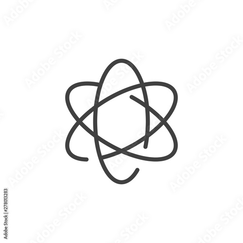 Atom line icon. linear style sign for mobile concept and web design. Atomic nucleus outline vector icon. Symbol, logo illustration. Vector graphics