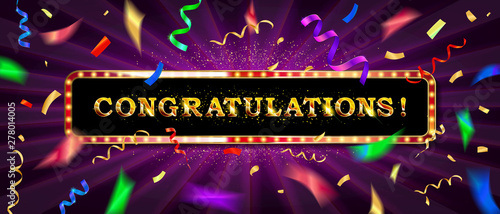 Congratulations banner with glitter decoration