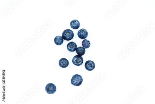Blueberries collection on white background