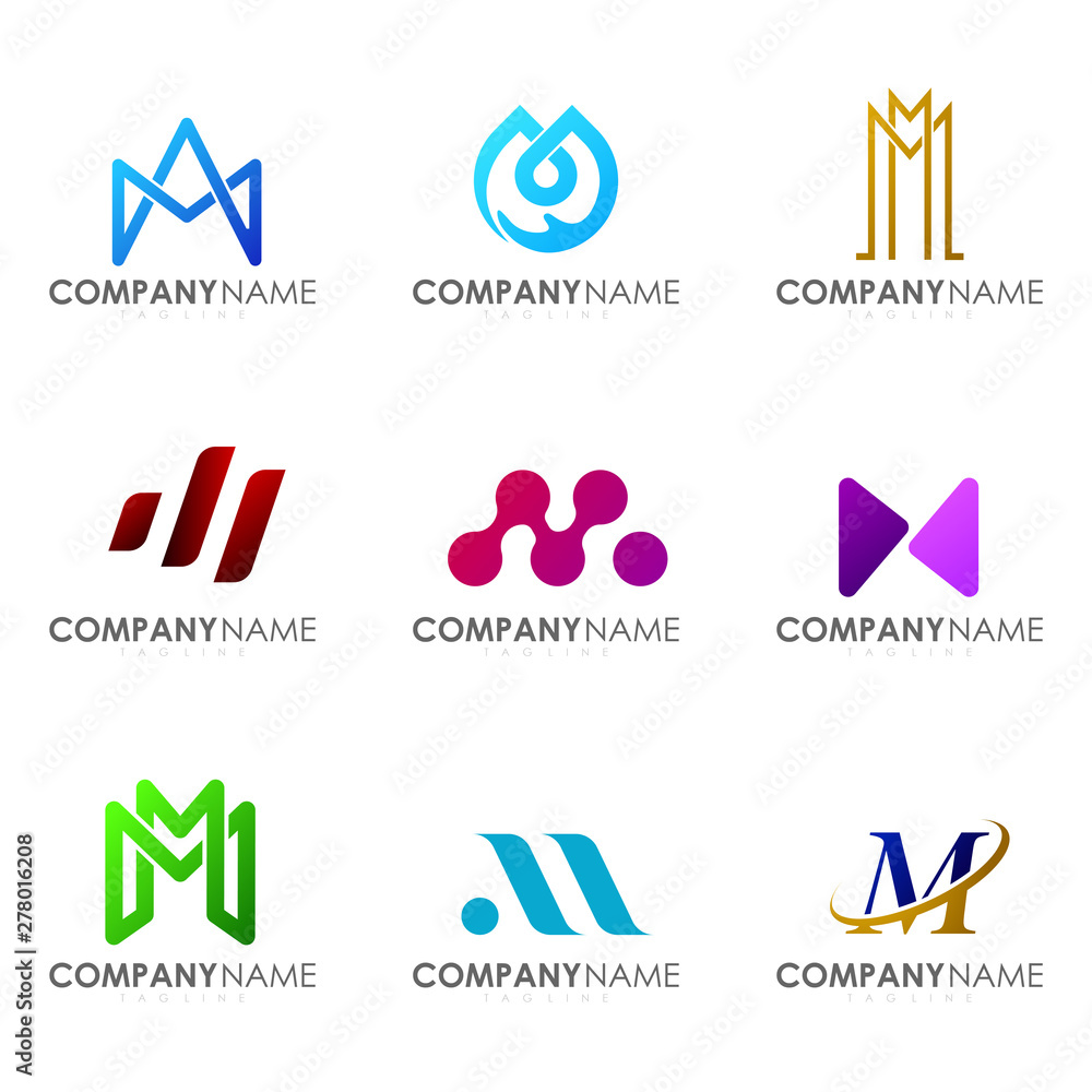 Set of modern alphabet logo design letter M. Set of modern alphabet logo design letter M.