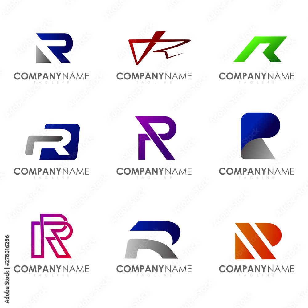 Set of modern alphabet logo design letter R. Stock Vector | Adobe Stock