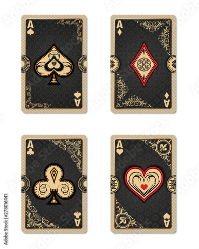 Collection of four aces in vintage style.