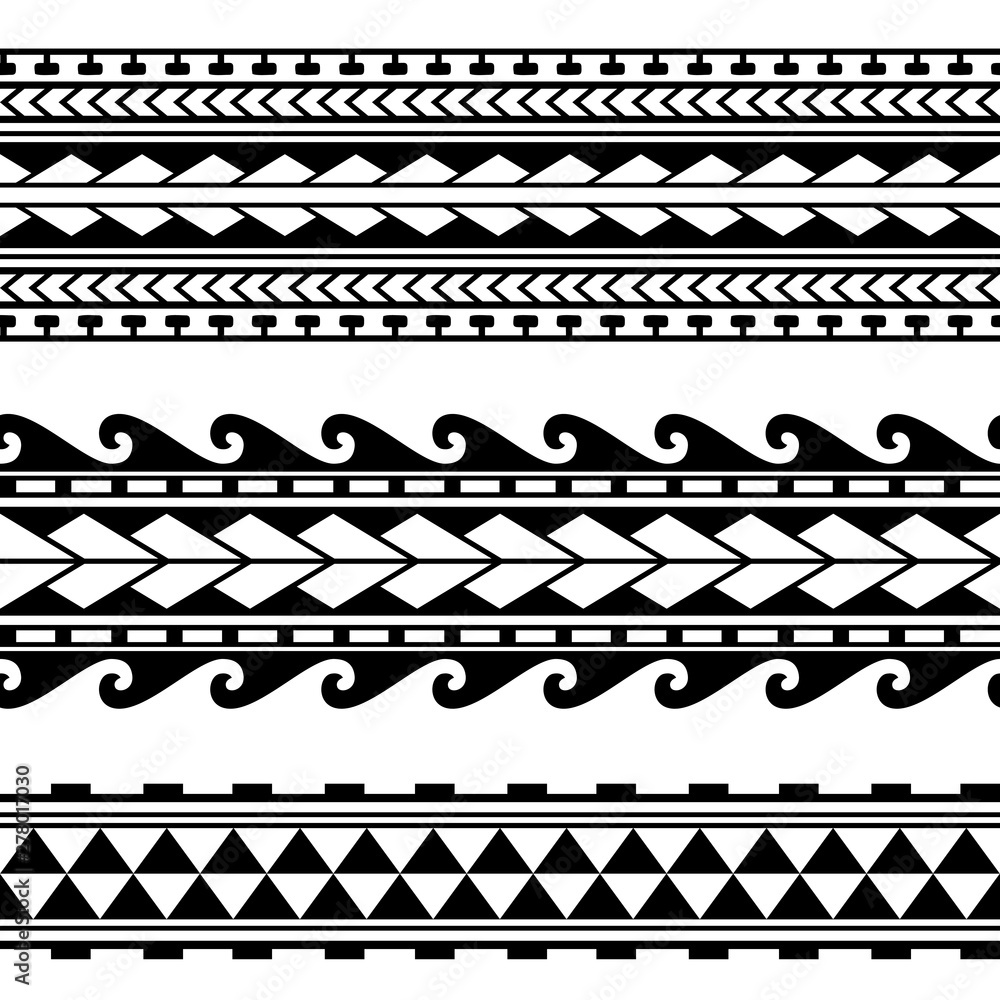 Maori Polynesian Tattoo Bracelet Tribal Sleeve Seamless Pattern Vector  Stock Vector  Illustration of traditional tribal 215955175