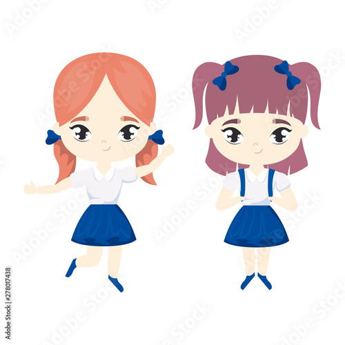 cute little student girls avatar character