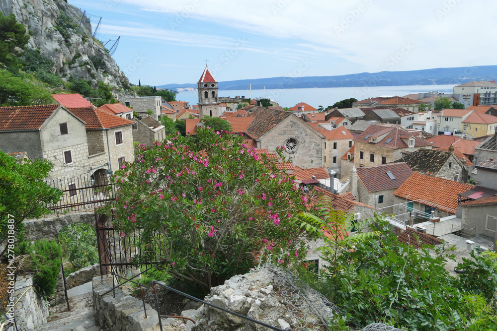 Panorama view of Omis, tourist town in Croatia
