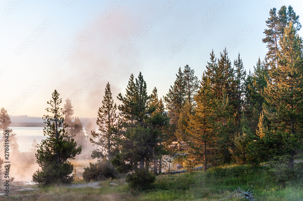 Early morning impression of the West Thumb Area in Yellowstone National Park.