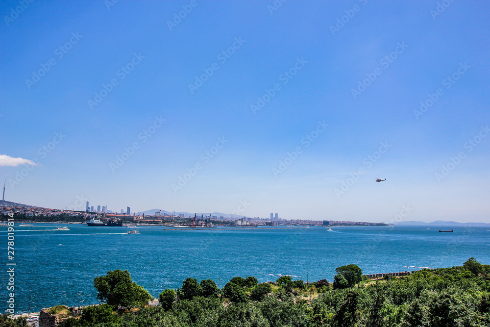 Istanbul, Turkey - summer - river panorama, city view. Bosporus