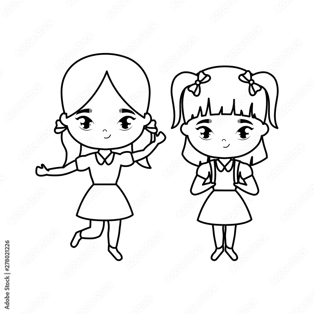 cute little student girls avatar character cute little student girls avatar character