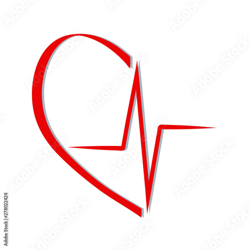 red heart beat icon in cardiology medical design over white background vector illustration