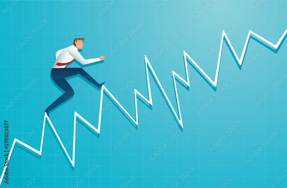 businessman runs on graph, the employee running up to the top of arrow, Success, achievment, motivation business symbol vector illustration EPS10 businessman runs on graph, the employee running up to the top of arrow, Success, achievment, motivation business symbol vector illustration EPS10