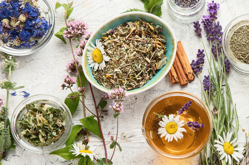 Various kinds of herbal tea