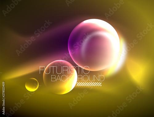 Blurred neon glowing round shapes, abstract circles and lights