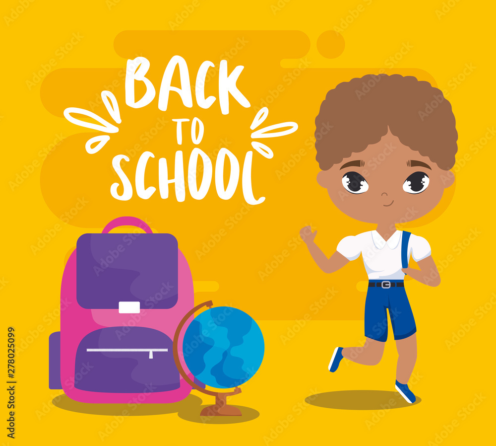 back to school with student boy and supplies education back to school with student boy and supplies education