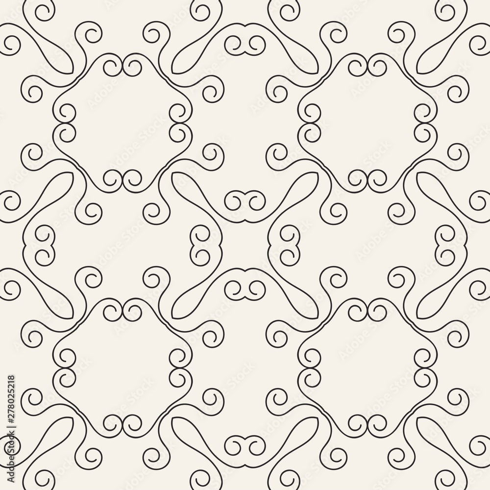 Seamless geometric pattern. Black and white ornamental background. Endless repeating ornate modern art deco texture for wallpaper, packaging, banners, invitations, business cards, fabric prints