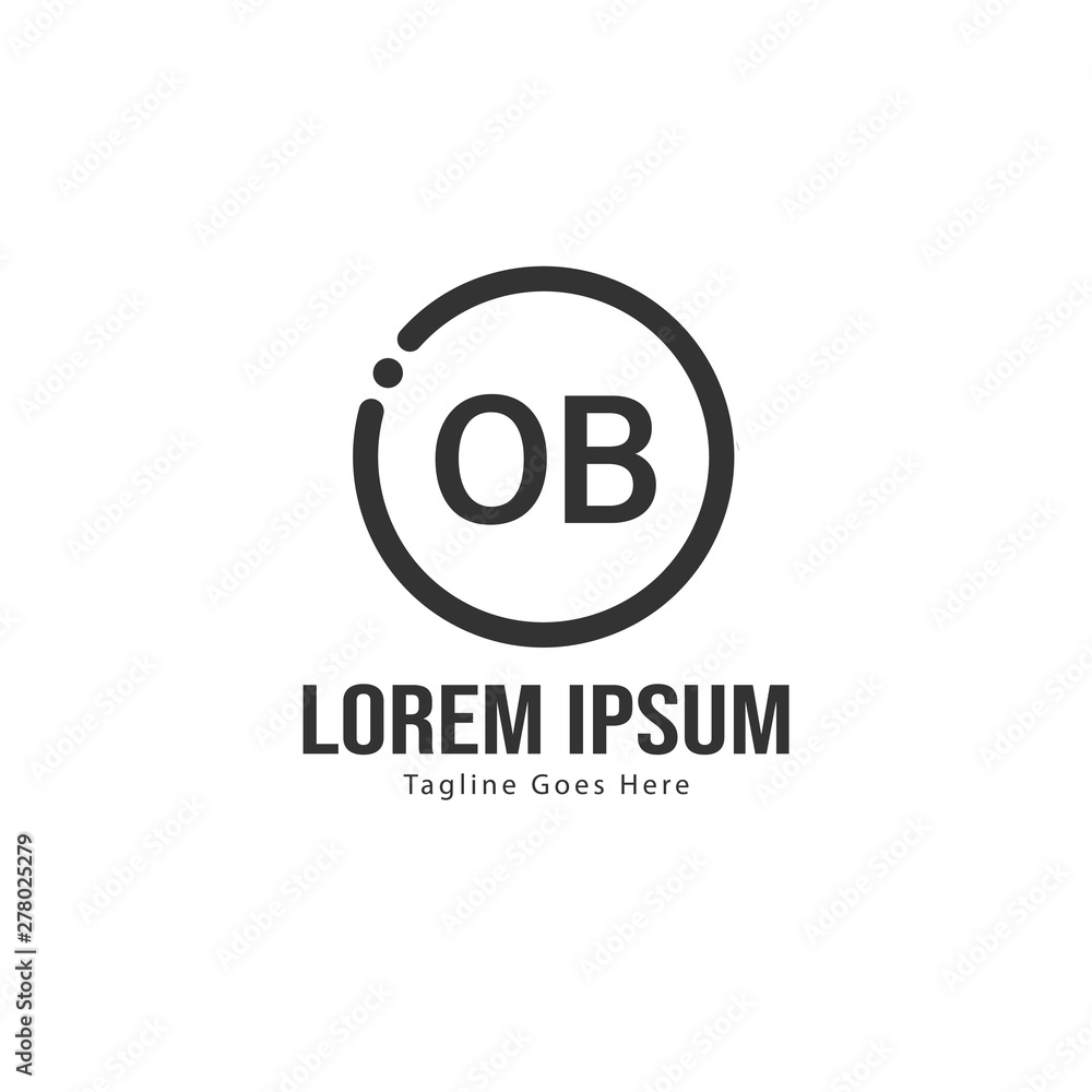 Initial OB logo template with modern frame. Minimalist OB letter logo vector illustration