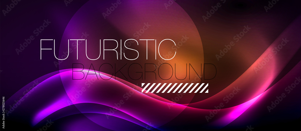 Glossy glowing neon light wave background Glossy glowing neon light wave background